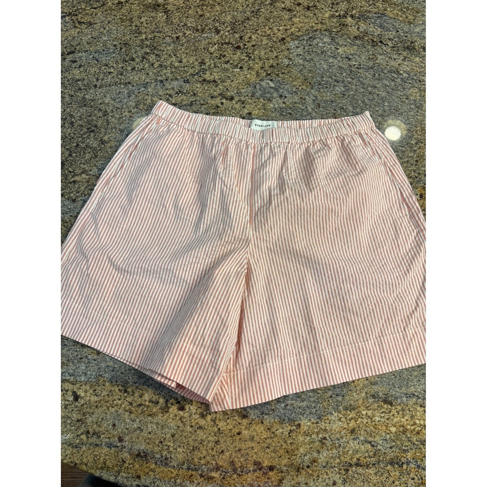Everlane Pink and White Striped Cotton Shorts